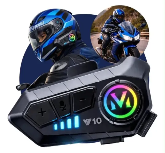 Fone De Ouvido Capacete Moto Bluetooth Intercomunicador Rgb