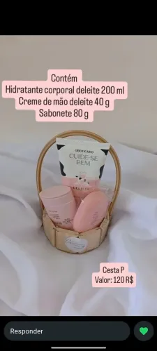 Cesta e produto disponíveis