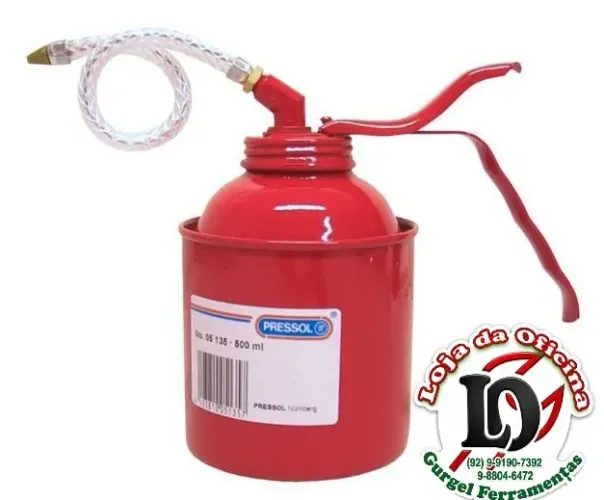 Almotolia metalica alicador flexivel vermelha 500ml - Pressol-ML05135