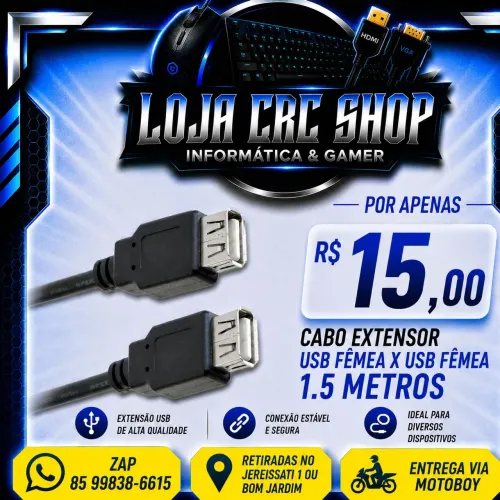 Cabo USB Fêmea x USB Fêmea 1.5 Metros Lelong