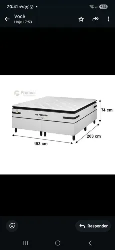 cama bran Premium 193X203X74 Molas Ensacadas D33 120 kg Pluma<br>R$ 4.999,99