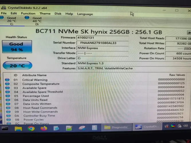 SSD NVME HYNIX DE 256GB M2