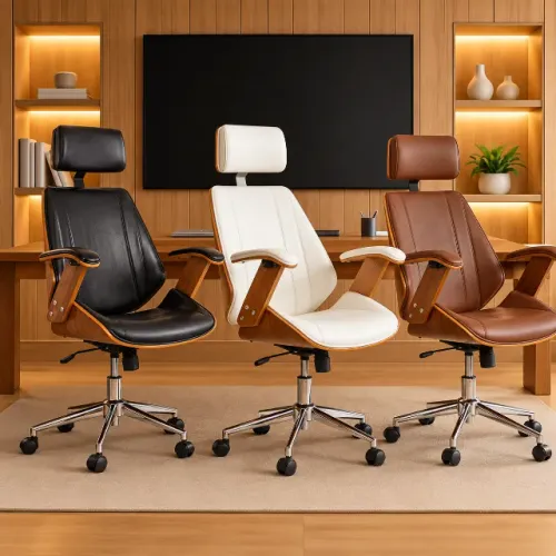 Cadeira Presidente amadeirada acabamento fino luxuosa varias cores
