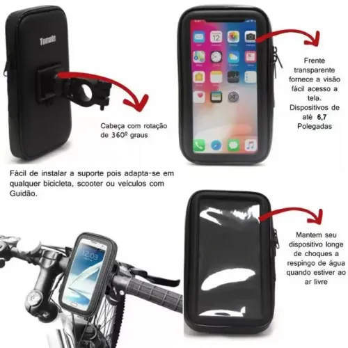 Suporte de Guidão para Celular 6,6" Moto e Bicicleta