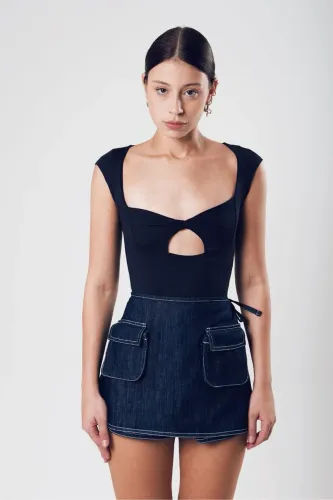 saia short cargo jeans celina pangeia tamanho 36