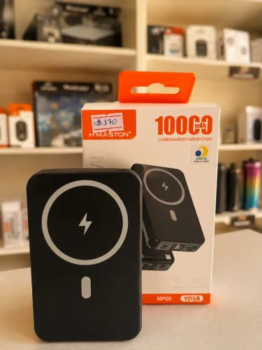 Carregador portátil por indução + cabos tipo C e Ios