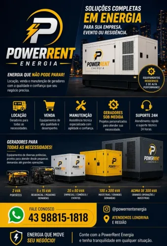 Locação de gerador de energia