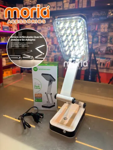 Luminária de Mesa Articulável Recarregável 24 Leds