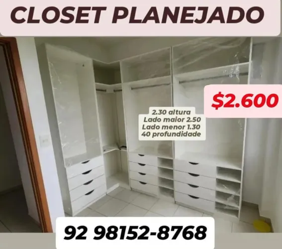 Closet L Planejado faça seu pedido;