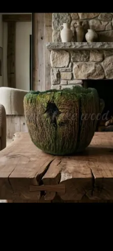 Vaso de Cimento estilo "fake wood" 