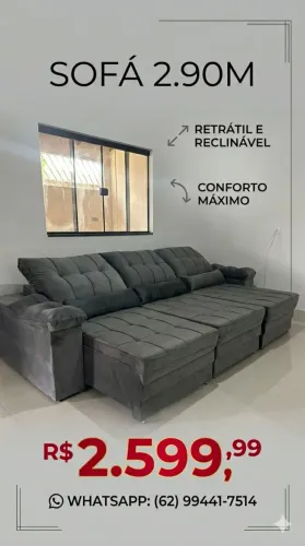 Sofá Retrátil e reclinável 2.90