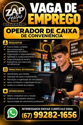 VAGA PARA CAIXA DE CONVENIENCIA