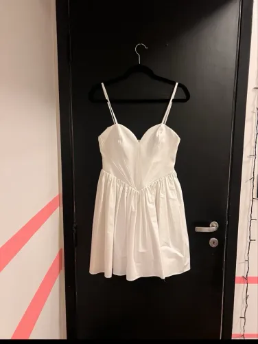 Vestido zara branco curto corset decote coração  tam. s
