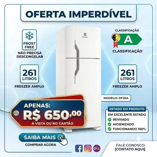 Geladeira Electrolux DF35A Frost Free 261L (220V) - Econômica Selo A
