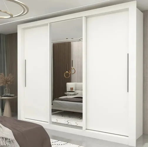 NOVO NA CAIXA Guarda-roupa Casal Branco 3 Portas Corrediça Espelhada Milão MDF Yescasa