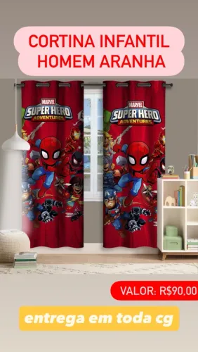 CORTINA INFANTIL HOMEM-ARANHA E HERÓIS MARVEL - 3,00 x 2,20 m