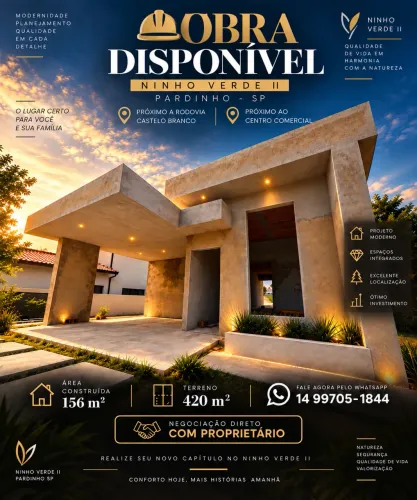 Obra disponível No Ninho Verde II- Em pardinho SP