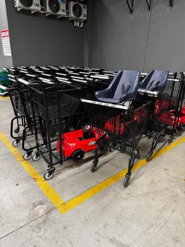 Carrinhos Supermercado INFANTIL Preto com ASSENTO ou CARRO vermelho, modelo premium