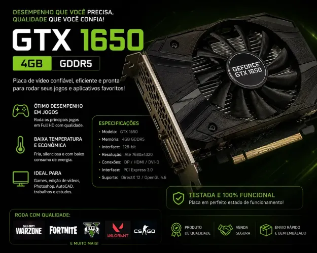GTX 1650 ESTADO DE NOVA