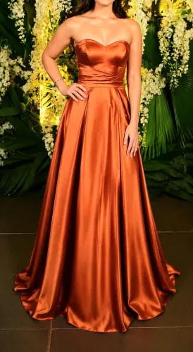 Vestido Terracota Tafetá premium
