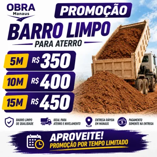 BARRO PARA SUA OBRA PROMOÇÃO 5M, 10M,15M