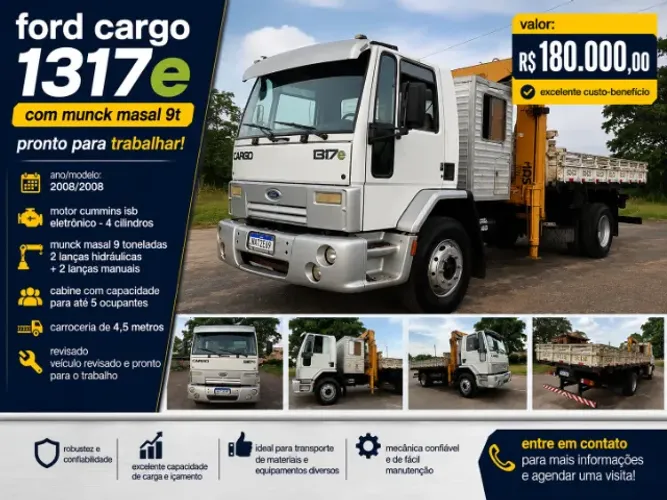Ford Cargo 1317e Munck Masal 9t - Pronto para trabalhar