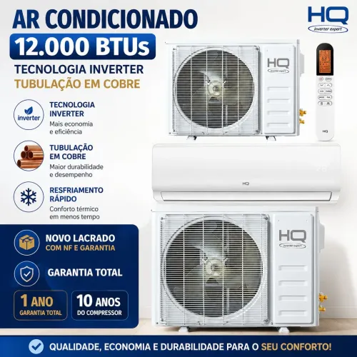 Ar condicionado HQ 12000 BTUs tecnologia inverter Novo com NF e garantia