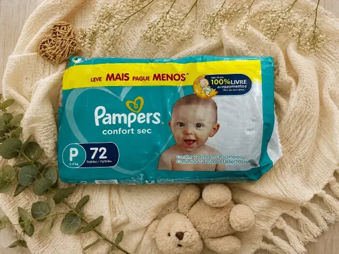 ? Fraldas Pampers Confort Sec P - Pacote com 72 unidades