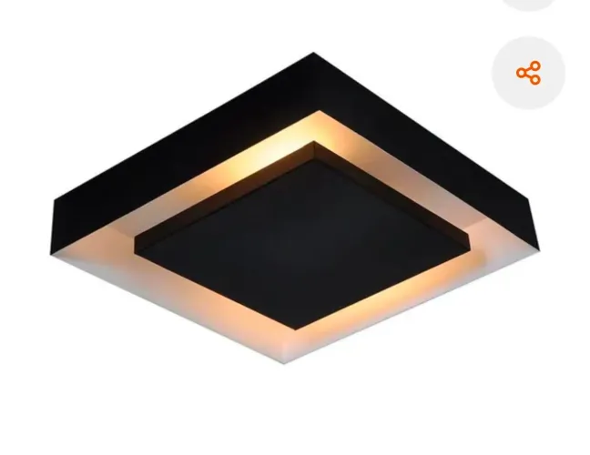 luminária plafon sobrepor quadrado luz indireta 45x45 preto
