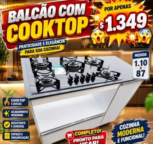 Cooktop e balcão 