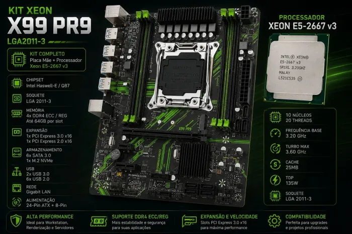 Kit Xeon X99 - Processador e Placa mãe