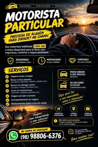 Motorista Particular - Viagens, Entregas e Busca de Veículos | CNH AB