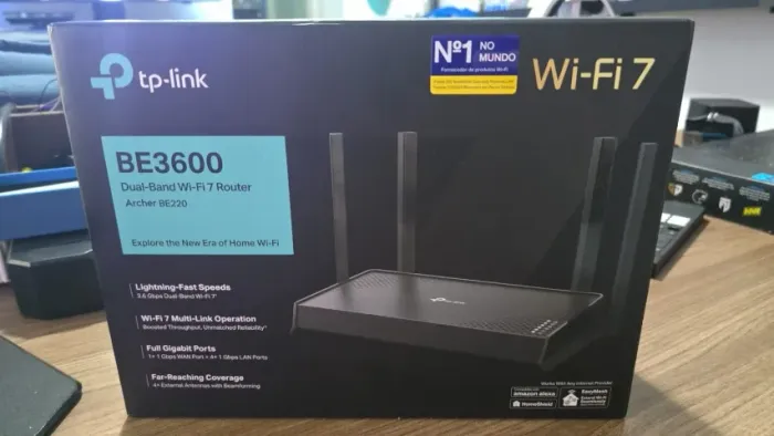 TP-Link Roteador Wi-Fi 7 Archer BE220, Dual Band, BE3600 1 porta WAN 1G, 4 portas LAN 1G