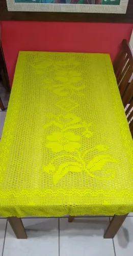 Toalha de mesa - Crochê - Verde limão