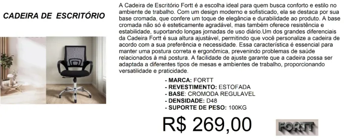 Cadeira para escritório - temos a pronta entrega 