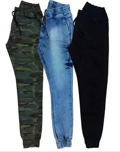 Calças Jogger Jeans C/Punho Elástico.<br>