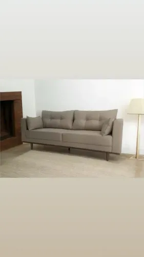 Sofa retro 2.20 em linho bege super confortável 