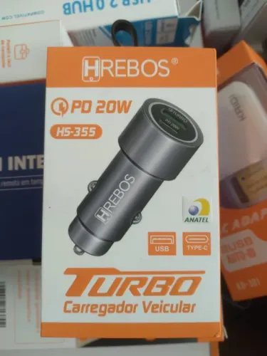 Carregador Veicular Para Carro Power Turbo 2 Entradas 20w Duplo Usb C