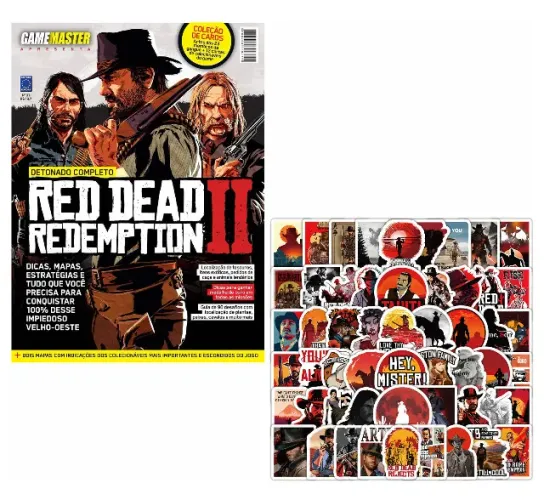 Kit 1 Revista e 100 Adesivos de Red Dead Redemption II - Gamemaster Nº 01 - Detonado RDR 2