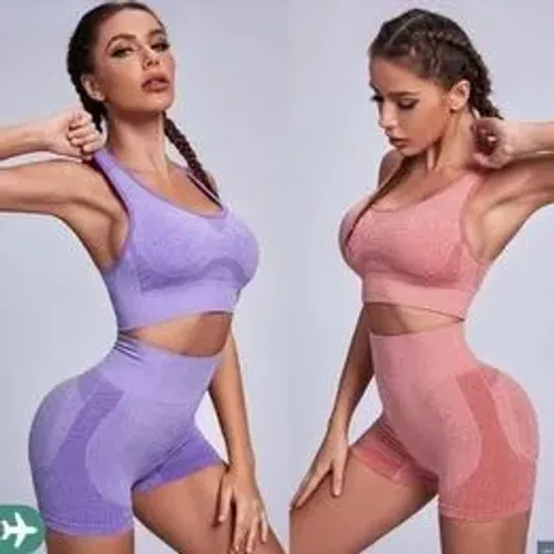 * Conjunto Short e Blusa Top Com Bojo Levanta Bumbum Cintura Alta Tam(38-44) Fitness z662