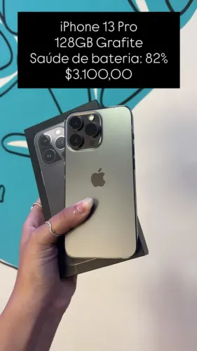 iPhone 13 Pro 128GB / Grafite / Semi novo / Saúde de bateria 82% / R$3.100,00