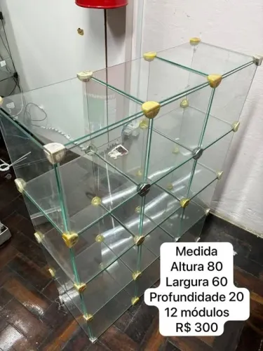 Balcão de vidro 12 modulos altura 80x60x20