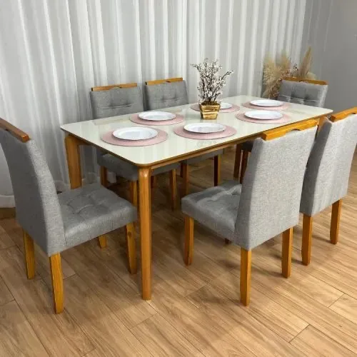Mesa de Jantar Veneza 1.80×0.90 c/6 Cadeiras Londres- Entrega Rápida