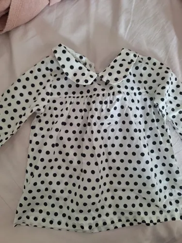 Blusa Infantil Poá com Gola Peter Pan