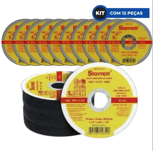 Disco de corte fino 4.1/2" Starret - Emabalagem c/12 unidades