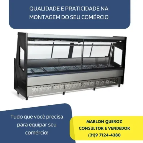 Balcão de Carne Polar 3 Metros Preto 220v
