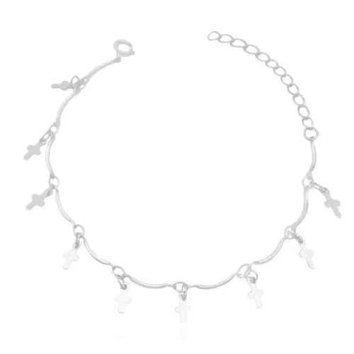 Pulseira hastes crucifixo | Camadas em prata