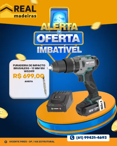Parafusadeira De Impacto Wesco Ws2419 18v Brushless Led