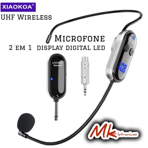 Microfone Sem Fio UHF XIAOKOA com Display Digital LED
