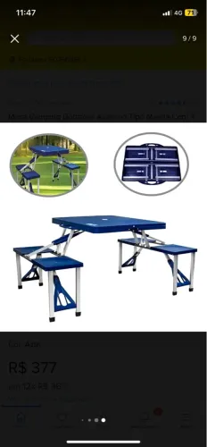 Mesa Camping Dobrável Alumínio Tipo Maleta com 4 Lugares